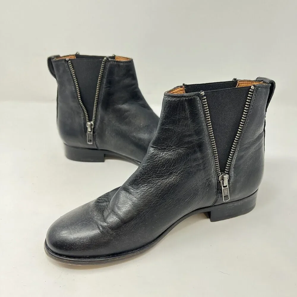 Frye Black Zipper Ankle Booties - Picture 9 of 13